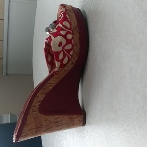 Marc by Marc Jacobs Red Floral Wedges Woman's Shoes Size 7